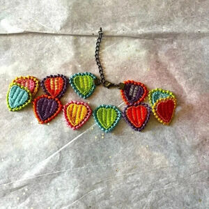 Embroidered Heart Lace choker